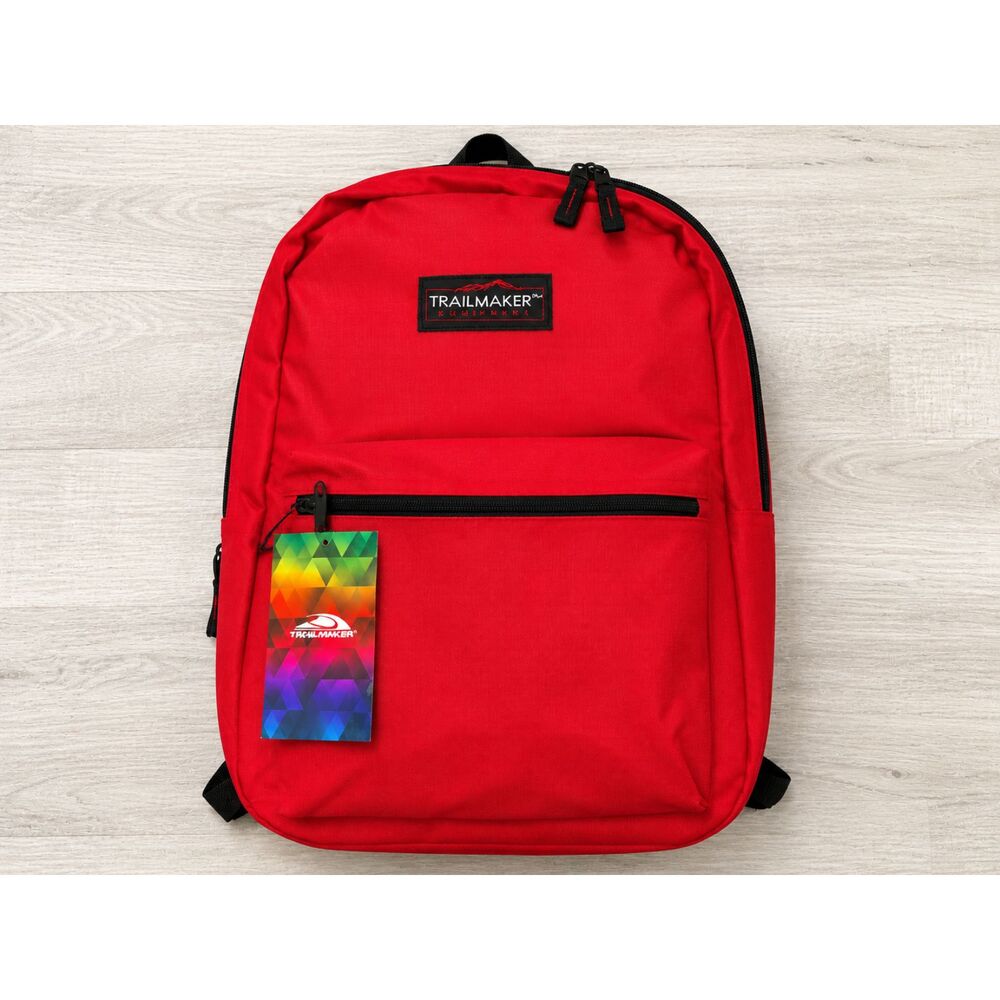 Trailmaker Equipment Red Backpack Classic Lightweight School Travel Daypack Bag